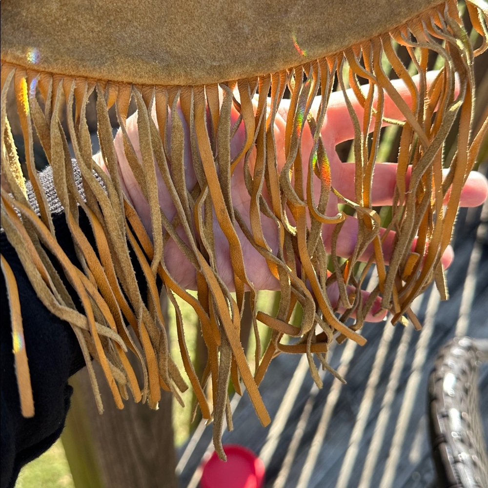 Navajo Hide Hand Beaded Fringed Tan Shoulder Bag Antique. FLASH SALE - Picture 6 of 8